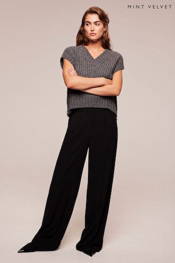 Mint Velvet Black Pocket Wide Trousers (712251) | £109