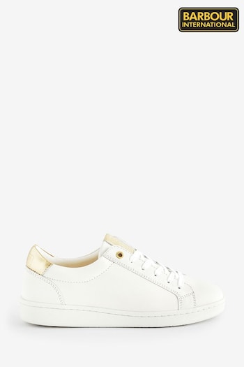 Barbour® International White Carrera Gold Detail Trainers (712601) | £100