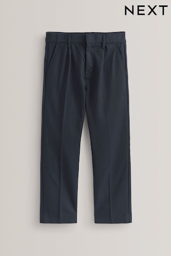 Navy Plus Waist School Pleat Front Cropped-Jeans Trousers (3-17yrs) (712620) | £9 - £16