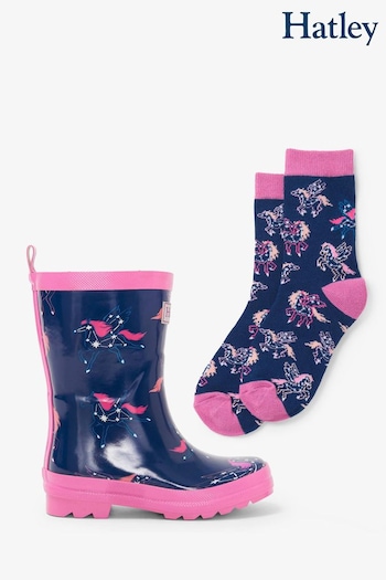Hatley Shiny Wellies & Matching Socks (712833) | £35