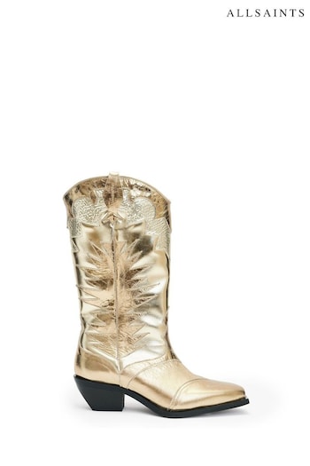 AllSaints White Metallic Dixie Boots (712879) | £299