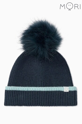 MORI Blue Fluffy Pom Pom Cosy Winter Hat (713118) | £18