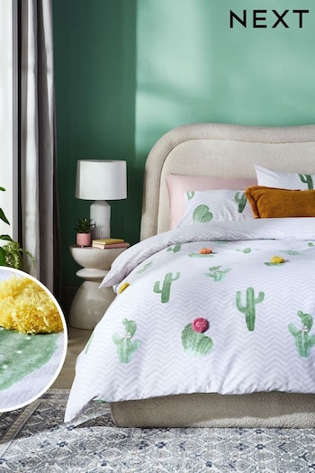 Multi Cactus Pom Pom Bedding Duvet Cover and Pillowcase Set (713264) | £25 - £55