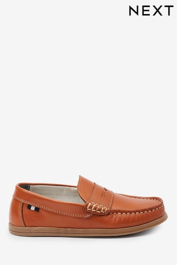 Tan Brown Leather Slip-On Penny Loafers (713280) | £32 - £44