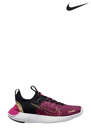 Nike Black/Pink Free Run Flyknit Road Running Trainers (713293) | £110