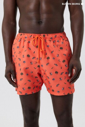 Bjorn Borg Orange Print Black Swim Shorts (713374) | £50