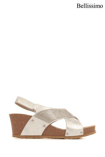 Bellissimo Silver Wide Fit Wedge Sandals (713609) | £35