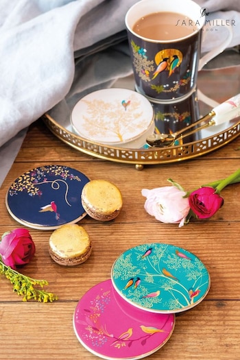 Sara Miller Pink Chelsea Set of 4 Ceramic Coasters (713802) | £35
