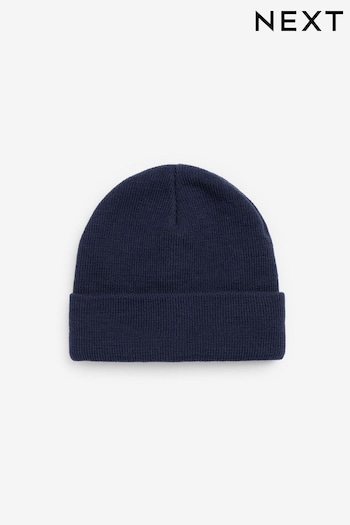 Navy Blue Flat Knit Beanie Hat (3mths-16yrs) (714117) | £4 - £8