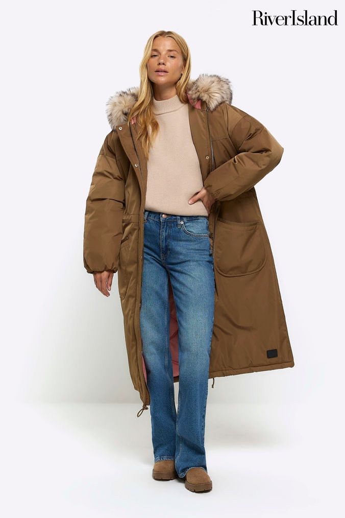 River island parka coat womens sales