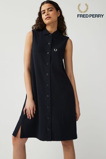 Fred Perry Womens Navy Pique Shirt Dress (714538) | £100