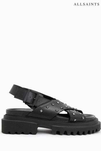 AllSaints Cosmo Stud Black Sandals (714940) | £229