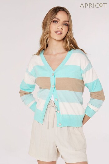 Apricot Blue & Stone Knitted Multi Stripe Cardigan (715731) | £30