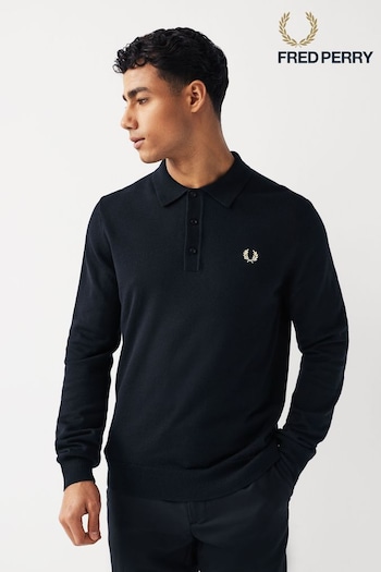 Fred Perry Knitted Long Sleeve Polo Shirt (715892) | £140