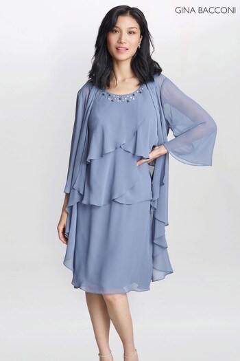 Gina Bacconi Blue Lois Jacket Dress With Tiered Bodice (716137) | £299