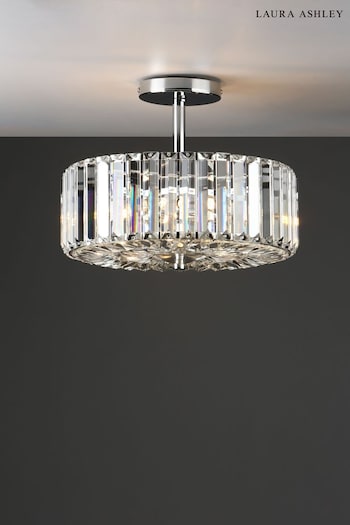 Laura Ashley Chrome Fernhurst Art Deco Flush Ceiling Fitting Ceiling Light (716476) | £230