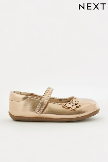 Rose Gold Wide Fit (G) Butterfly Mary Jane sonic Shoes (716492) | £18 - £20