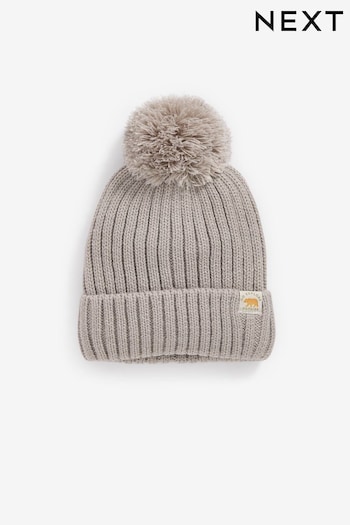 Neutral Knitted Rib Pom Hat (3mths-10yrs) (716799) | £6 - £8