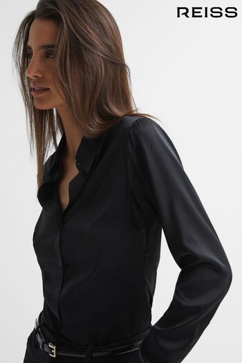 Reiss Black Sofia Silk Shirt (716962) | £198