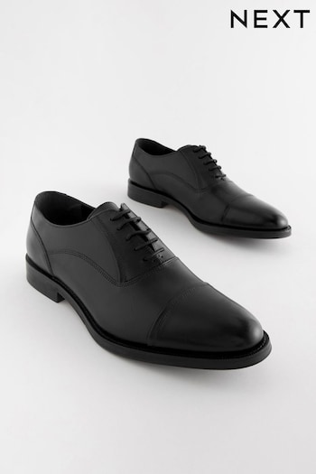 Black Leather Oxford Toecap Shoes News (716979) | £49