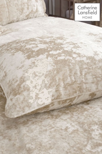Catherine Lansfield Natural Crushed Velvet Cushion (716981) | £18