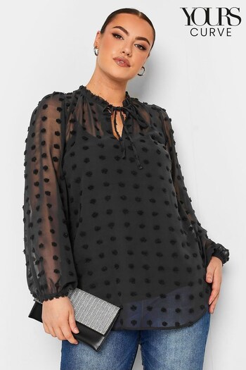 Yours Curve Black Dobby Blouse (717067) | £27