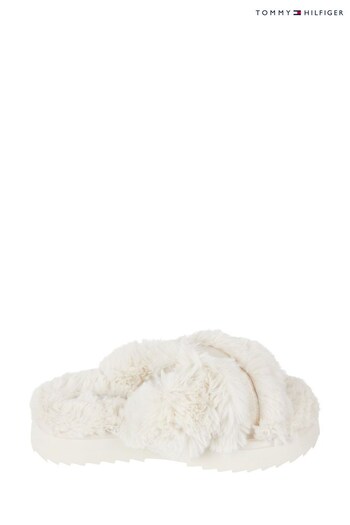 Tommy women Hilfiger Furry Home White Slippers (717483) | £65