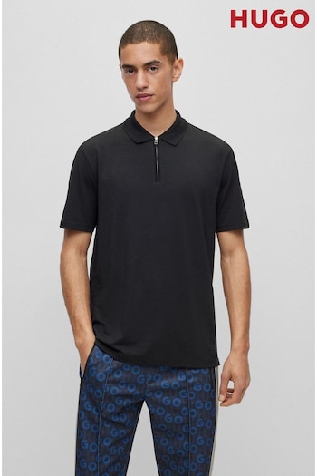 HUGO Black Zip Neck Polo Shirt (717615) | £99
