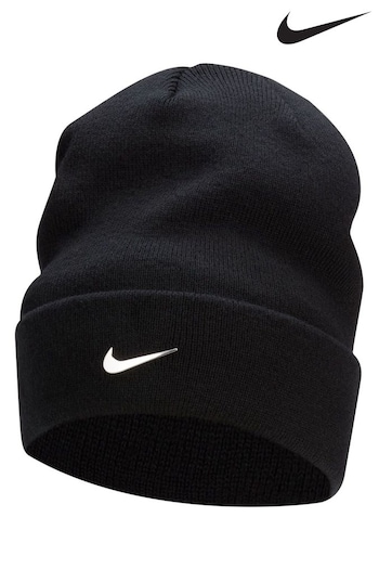 Nike Black Peak Standard Cuff Metal Swoosh Beanie (717763) | £25