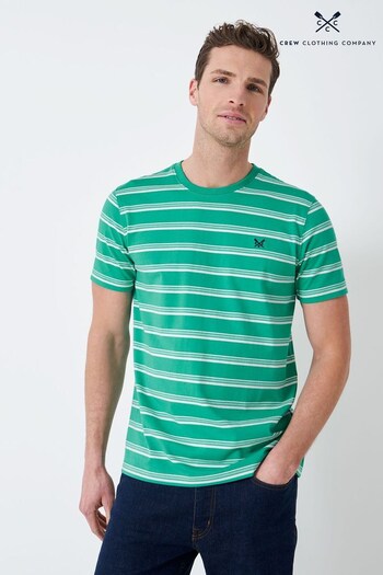 Crew pleated Clothing Company Green Stripe Cotton Classic T-Shirt (717847) | £27