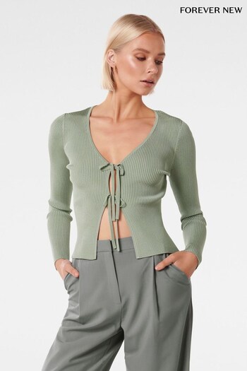 Forever New Green Cassie Tie Front Knit Cardigan (718281) | £55