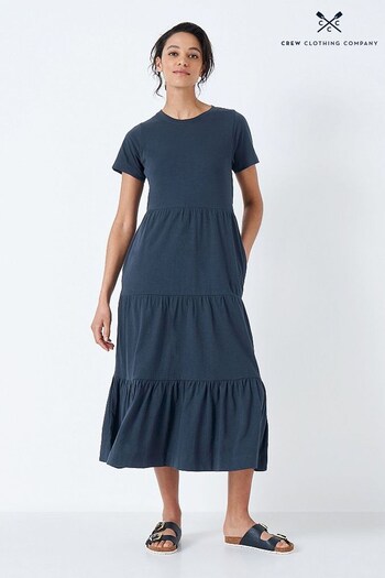 Crew Clothing Company Navy Blue Cotton  A-Line Dress (718480) | £69