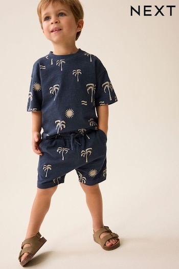 Navy Blue Palms T-Shirt And Shorts jean Set (3mths-7yrs) (718539) | £11 - £15
