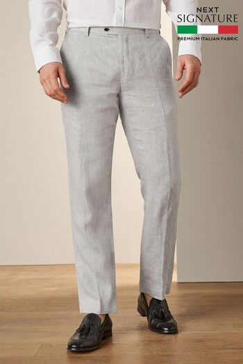 Grey Tailored Fit Signature Nova Fides Italian Linen Suit Trousers (718926) | £75