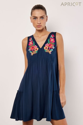 Apricot Black Embroidered Bloom Swing Dress (719469) | £30