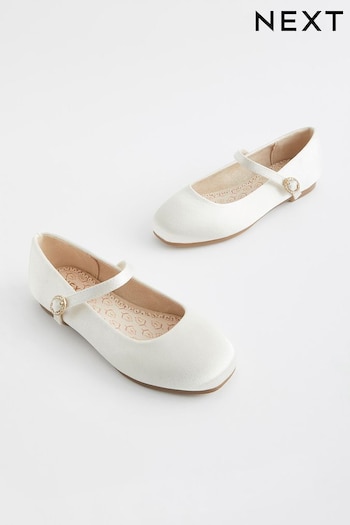 Ivory Satin Stain Resistant Bridesmaid Standard Fit (F) Mary Jane Occasion Shoes (71J529) | £22 - £29