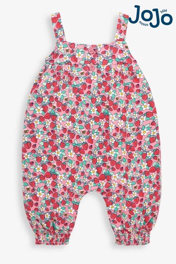 JoJo Maman Bébé Pink Girls Pretty Strawberry Print Jumpsuit (720075) | £22