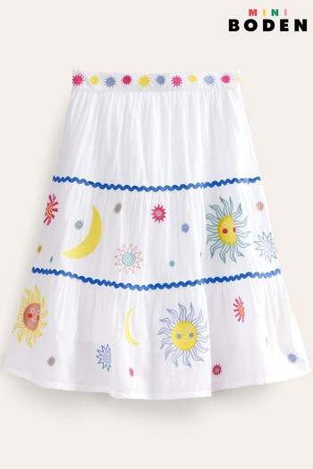 Boden White Celestial Appliqué Skirt (720184) | £32 - £37