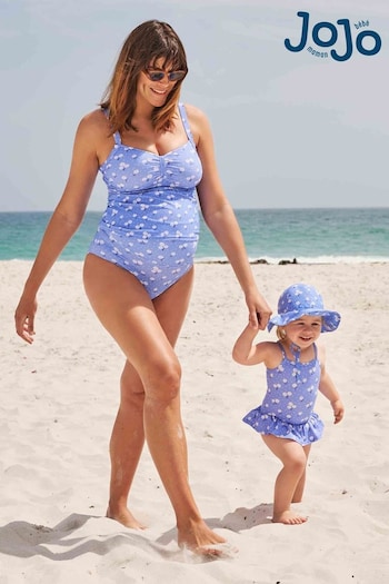 JoJo Maman Bébé Blue Daisy Swimsuit With Integral Nappy (720866) | £19