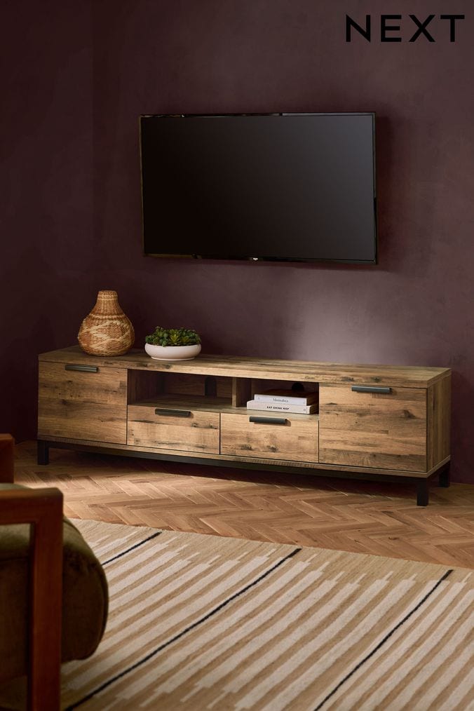 Natural wood shop media console