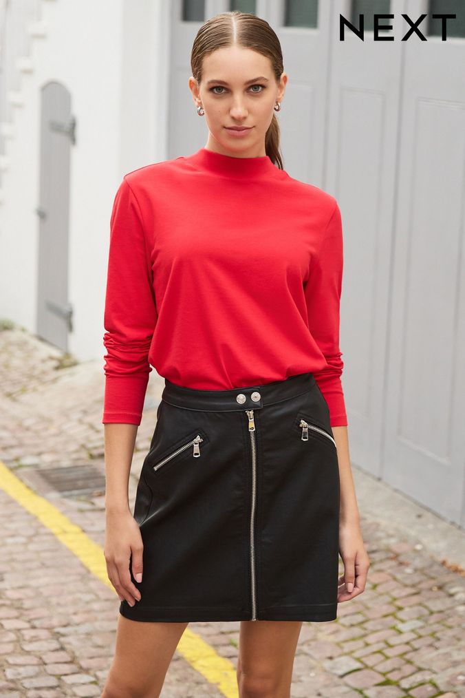 Buy Women s Longline 100 Cotton High Neck Tops Online Next UK