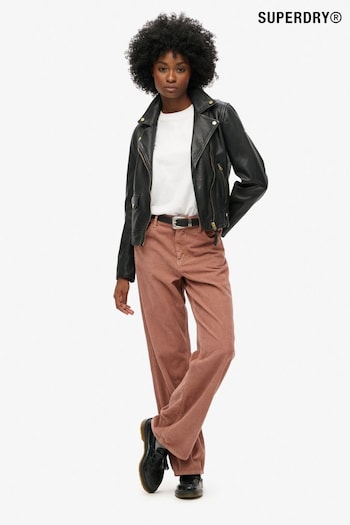 Superdry Burlwood Brown Mid Rise Wide Leg Cord Trousers (721255) | £65