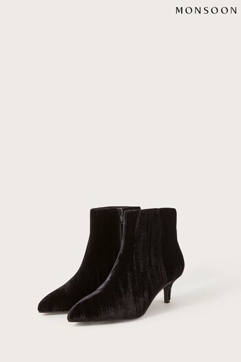 Monsoon Velvet Ankle Black Boots (722269) | £75