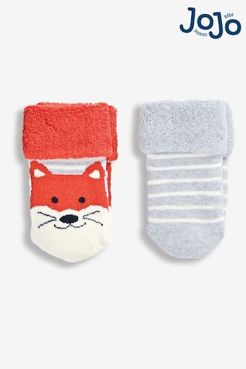 JoJo Maman Bébé Rust Orange Fox 2-Pack Baby Socks (722682) | £5.50