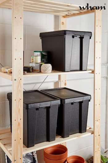 Wham Set of 3 Black Bam 24L Heavy Duty Plastic Boxes With Lid (723057) | £29