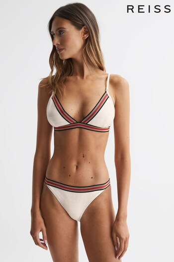 Reiss White Freya Striped Underband Bikini Top (723491) | £50