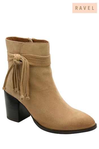 Ravel Cream Suede Leather Block Heel Ankle Boot (723585) | £110