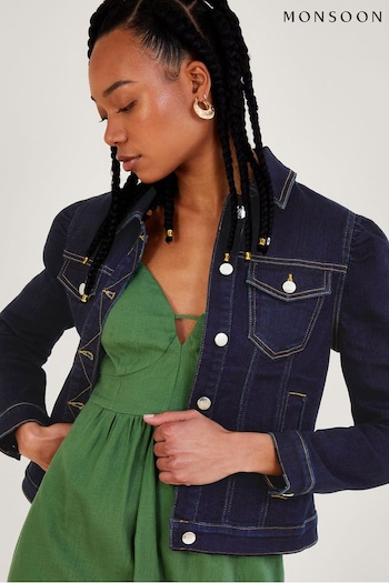 Monsoon Blue Dora Puff Sleeve Denim Jacket with Sustainable Cotton (723746) | £59