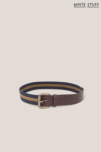 White Stuff Blue Canvas Leather Belt (724330) | £25