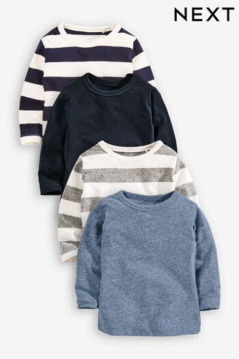 Blue/Stripe 4 Pack Long Sleeve T-Shirts (3mths-7yrs) (725372) | £18 - £22